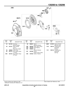 Rewind Group Diagram and Parts List for 135207-0325-XX  Briggs and Stratton Engine